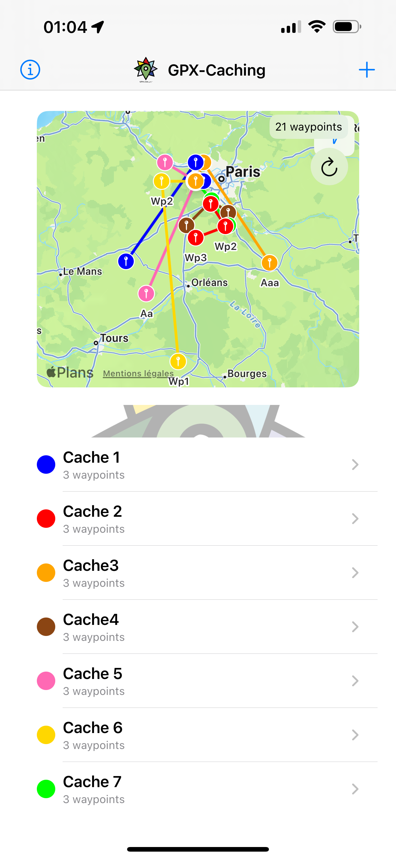 GPX-Caching sur iPhone